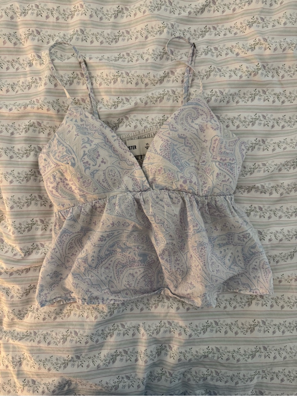 Hollister Light Lavender Paisley Peplum Cami